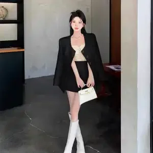 Spring Temperament Long-sleeved Tops Jackets Women's High-waisted Slim Skirts Two-piece Suits