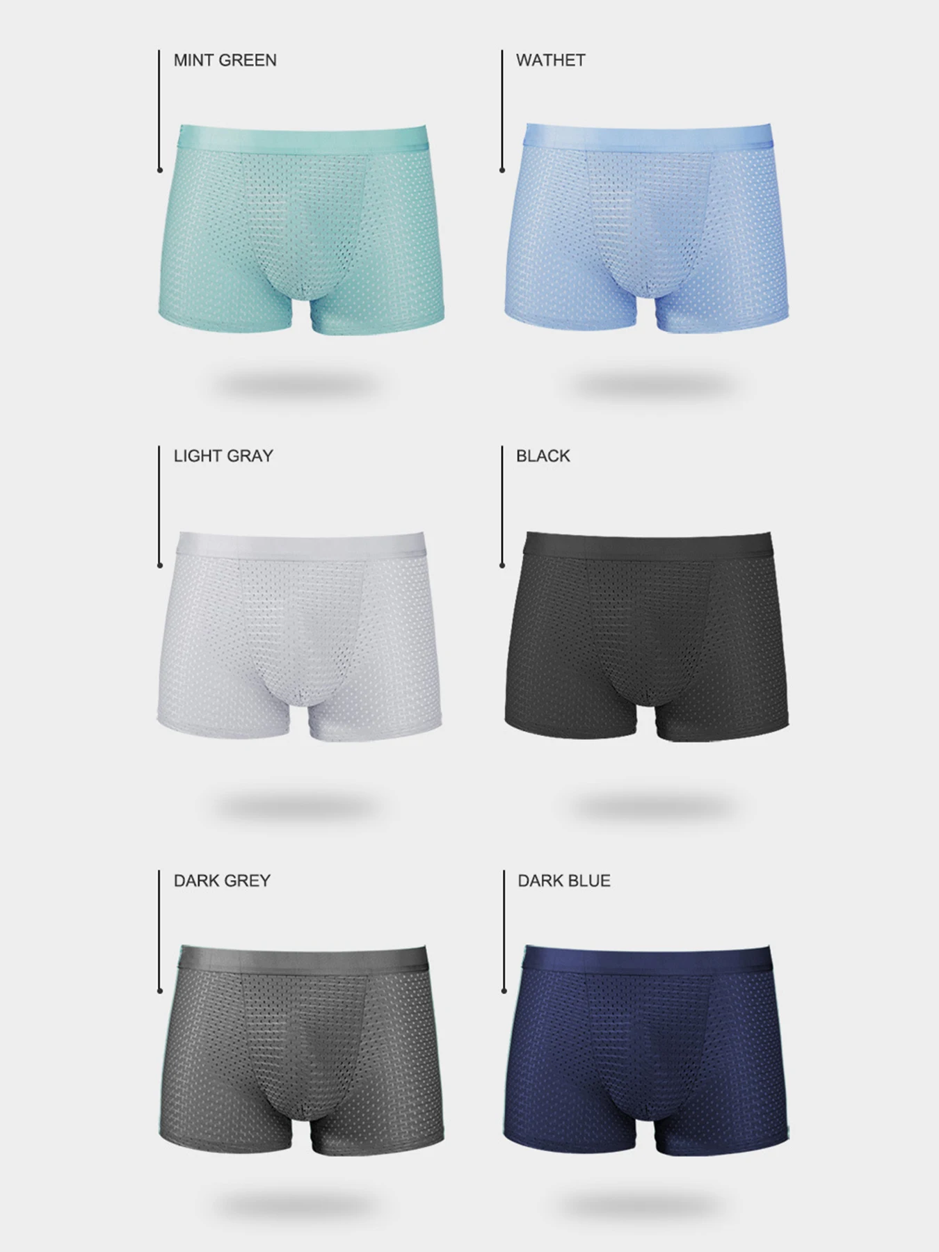 

6PCS Men's Underwear Solid Color Mens Ultra-thin Transparent Boxershorts Male Mesh Slips Homme Panties Fashion Men's Underpants