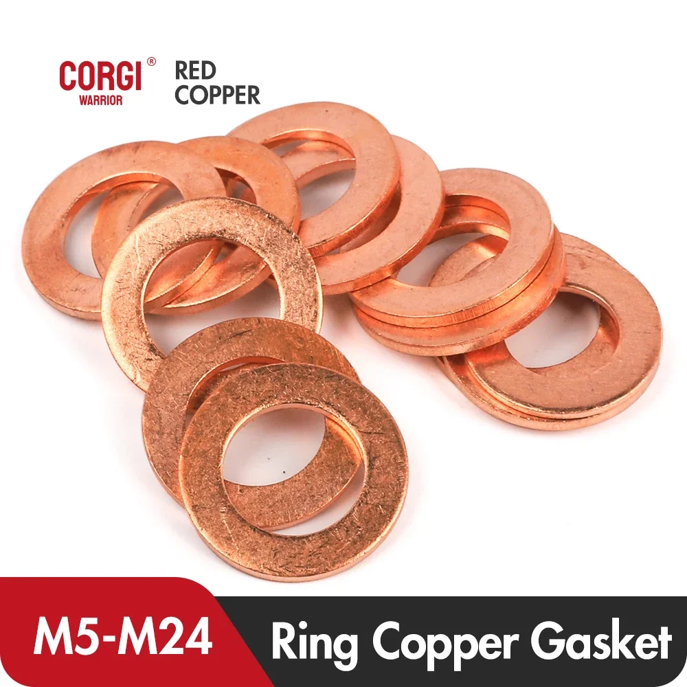 

M5 M6 M8 M10 M12 M14 M16 M18 M20 M22 M24 Boat Red Brass Copper Crush Sealing Washer Flat Seal Ring Gasket Washers DIN7603