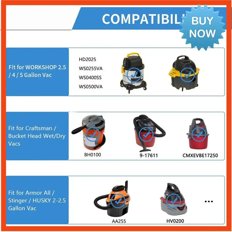 BISM WS01025F2 كيس مرشح الرطب والجاف للحرفي 9-38737 المكانس الكهربائية مع أشرطة الاحتفاظ استبدال VF2000 12 + 4