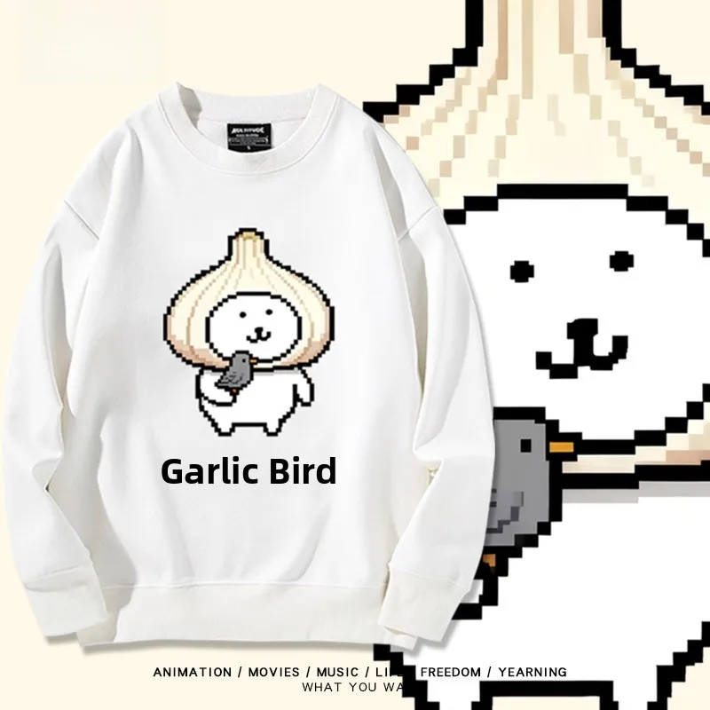 

Cartoon Bear Self-Mock round Neck Fleece Lined Loose Unisex Sweatshirt Couples Comfortable Cotton Polyester Long Sleeve Hoodie
