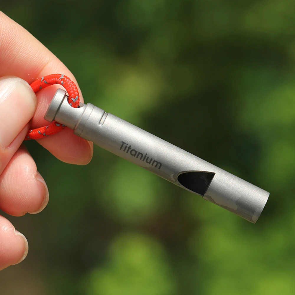 outdoor survival whistle  Titanium Emergency Whistle with Cord Outdoor Survival Camping Hiking Exploring
