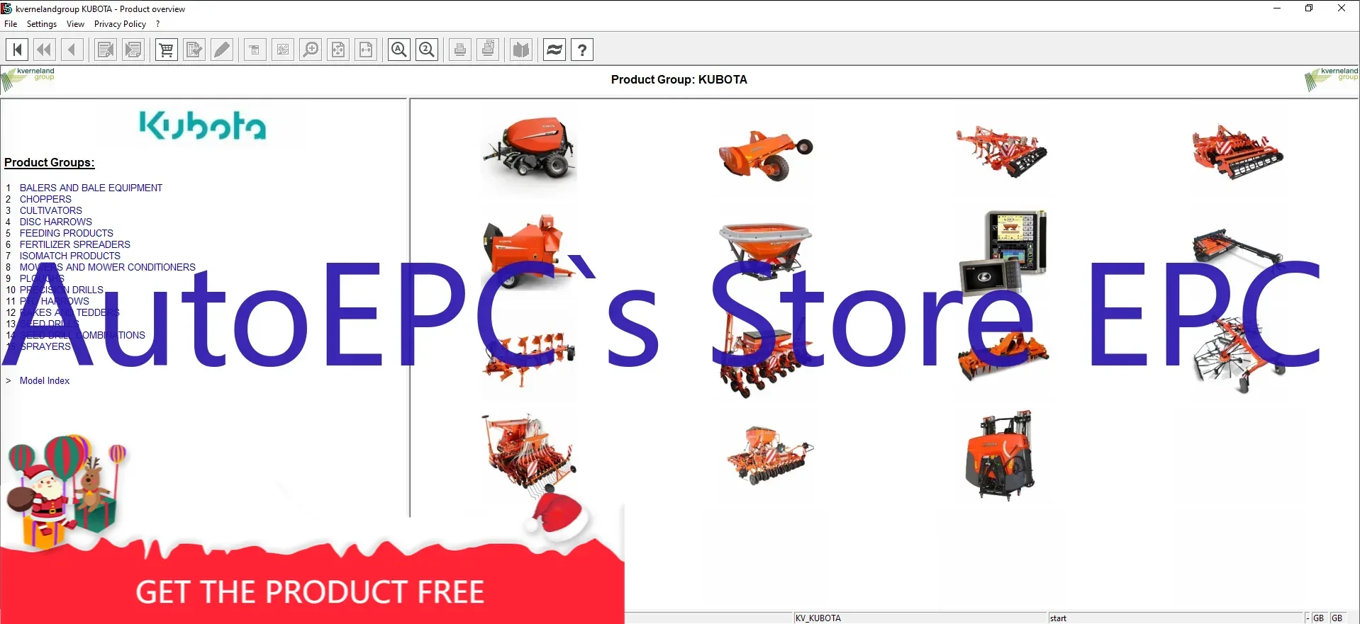 

AutoEPC Kverneland KUBOTA Каталог электронных запчастей для сельскохозяйственной техники DVD