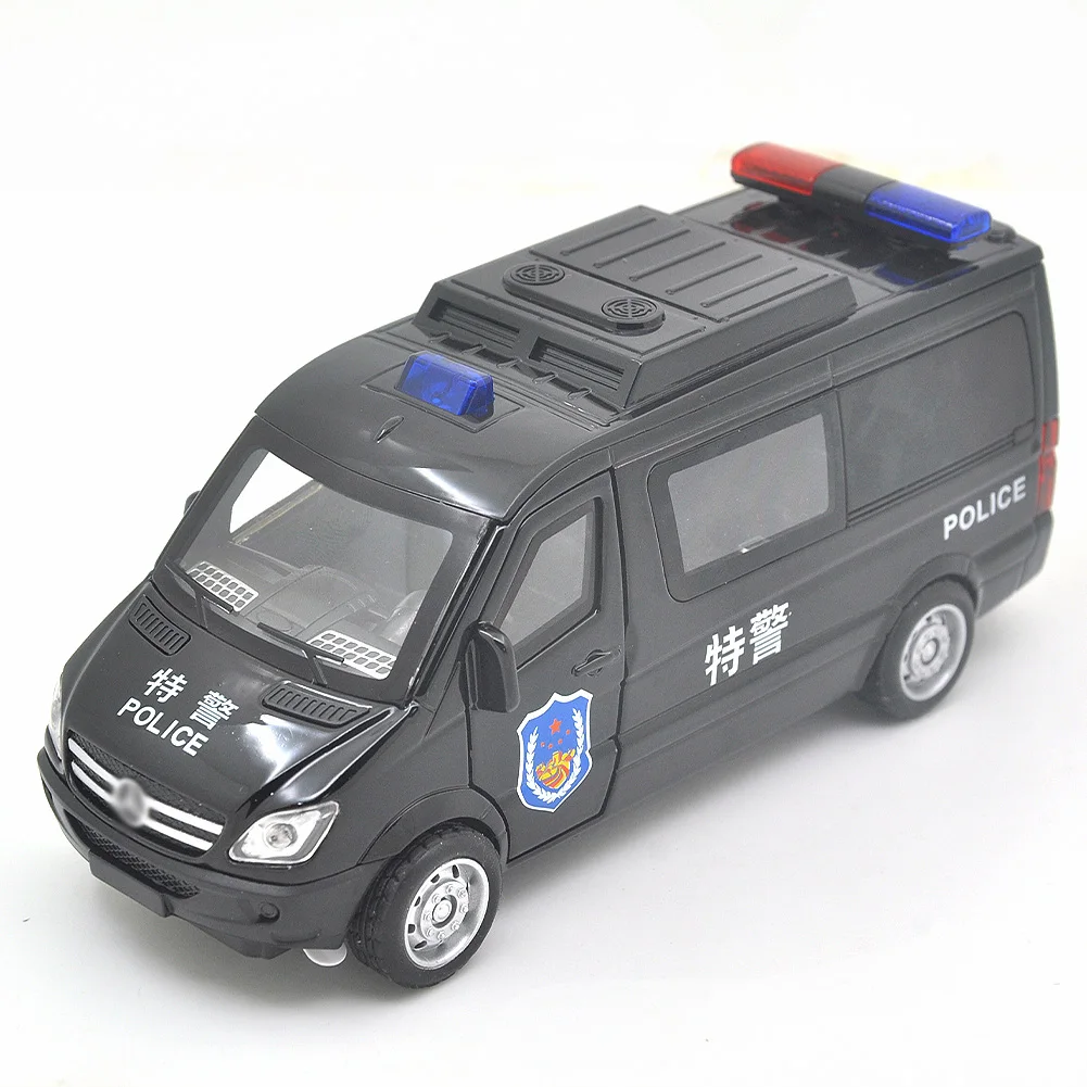 1: 32. Suitable for die-casting Mercedes Benz MPV special police car models, pull-back car alloy toy gifts with light and sound