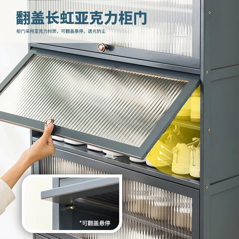 رف أحذية بباب منزلي بسيط للإيجار الداخلي لتخزين المنزل قطعة أثرية e****خزانة أحذية غبار ميكانيكية متعددة الطبقات جديدة #4