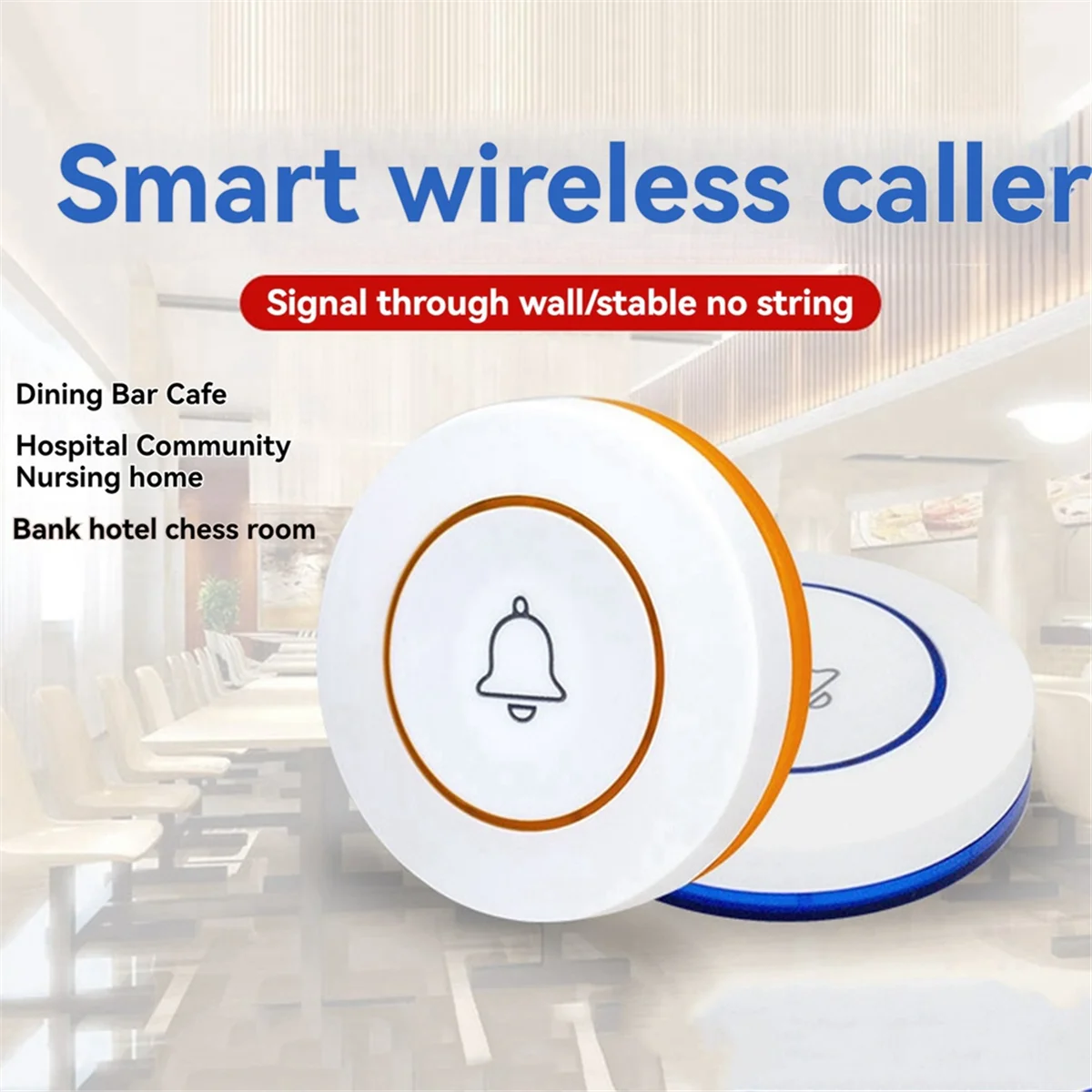 HEIßER Ruftaste Restaurant Pager 433 MHz Drahtlose Türklingel Glocke Taste für Home Security Alarm System Hardware Blau