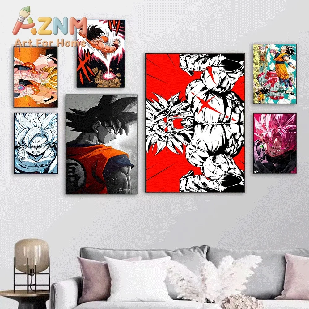 Dragon Ball Anime Canvas Wall Art No Frame Super Saiyan Goku Print Painting Home Living Room Bedroom Decor Art Poster Gift