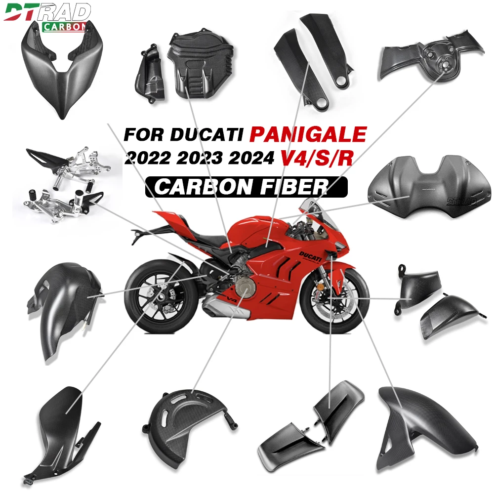 

For DUCATI Panigale V4 V4S V4R 2022-2024 Real Carbon Fiber Fender Side Panel Fuel Tank Guard Fairing Kit Motorcycle Accessories