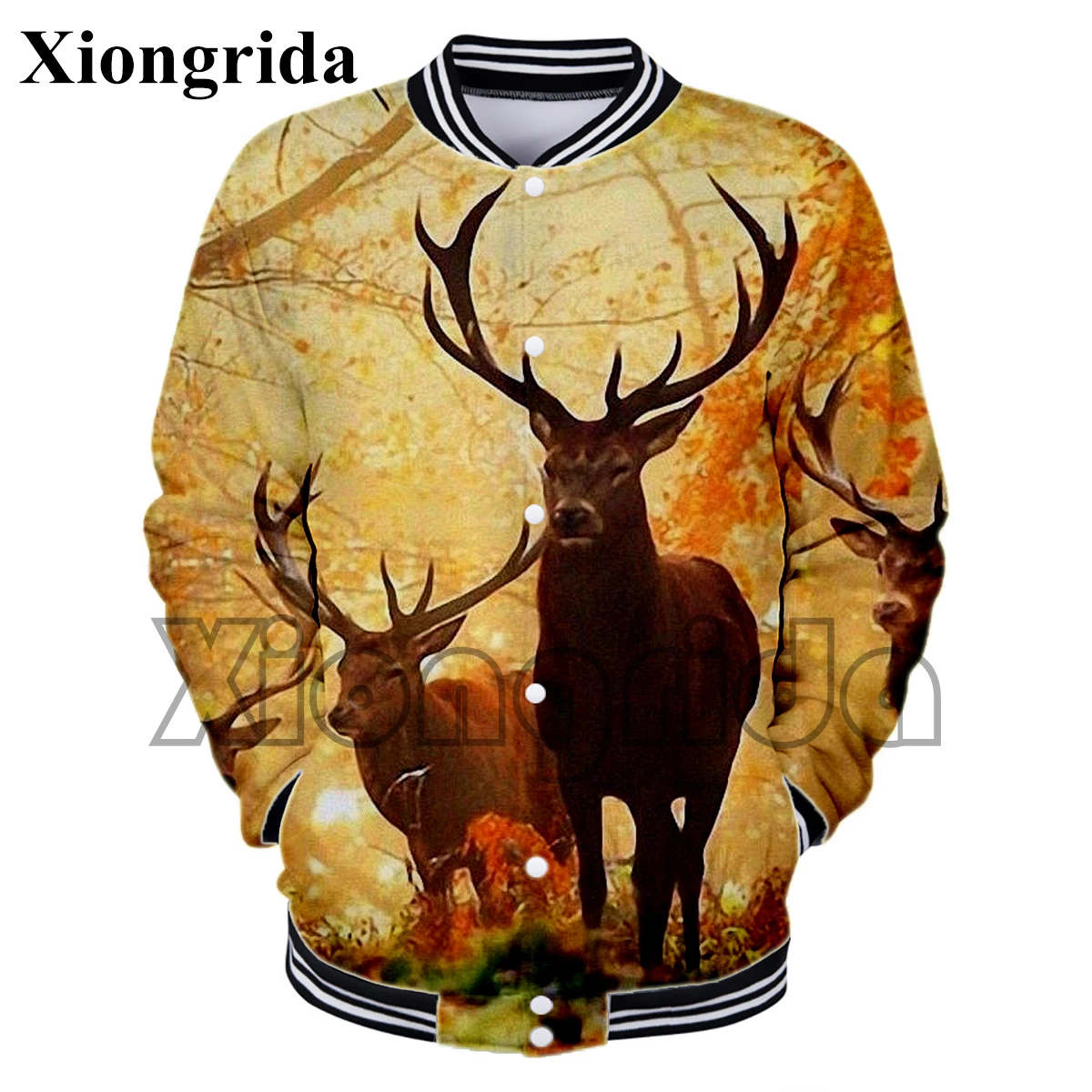 

Fashion Animals Print Baseball Uniform Men Hunting Wildlife Elk Lion 3D Print Jacket Loose Casual Male Coat Sports Hip Hop Tops