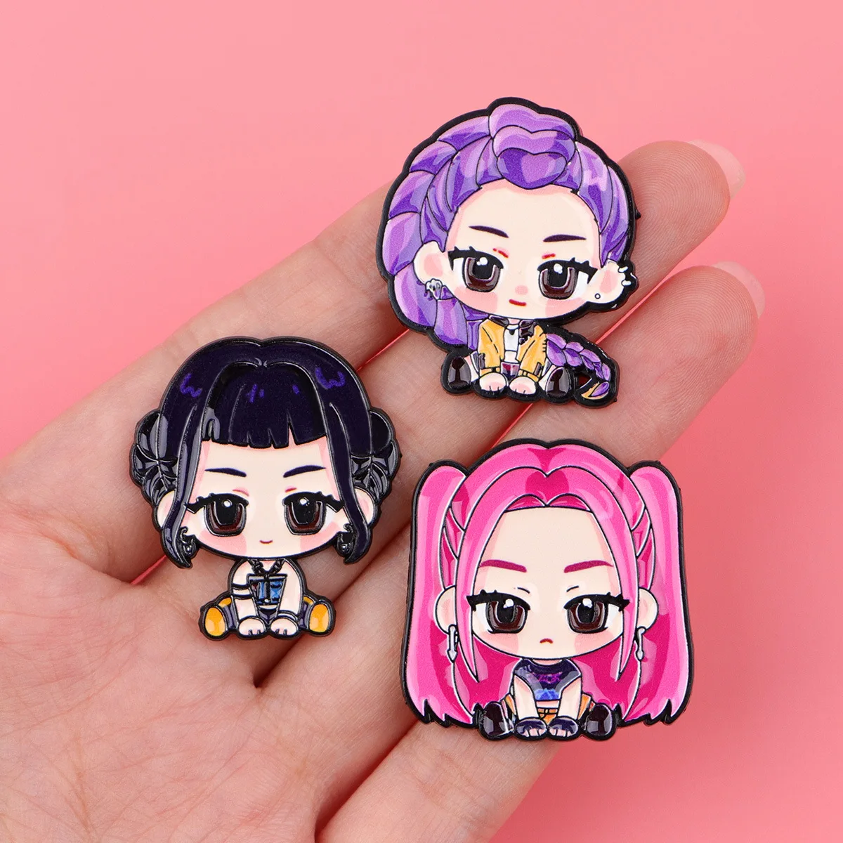 

Kpop Demon Hunters Brooch Creative New Cartoon Anime Enamel Pin Badge Kawaii Accessories Clothes Backpack Ornament Birthday Gift