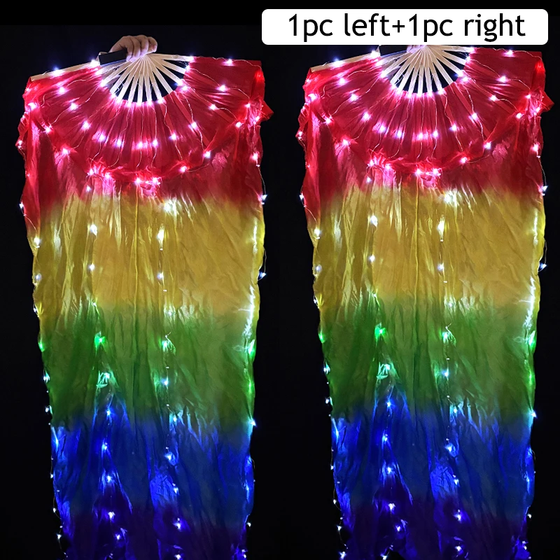 1 paar Links en Rechts 150 cm Lengte Buikdansen LED Fan Gradiëntkleur Zijde Fans Dans Accessoires Stage performance Props