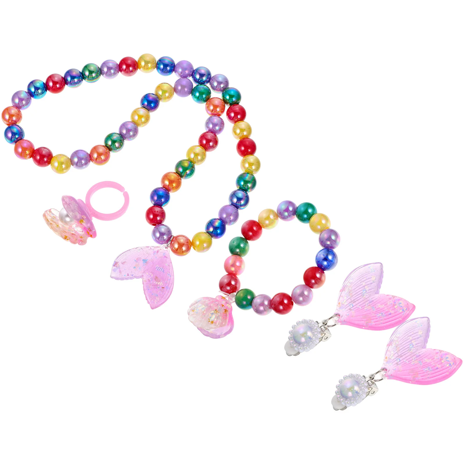 

Mermaid Necklace Set Creative Kids Jewelries Party Prop Baby Cosplay Accessories Beautiful Resin Non Deformable