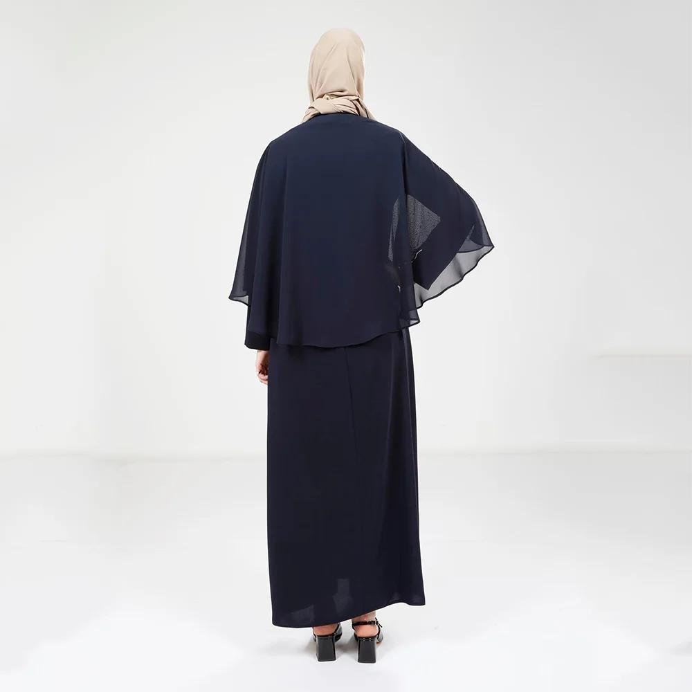 Abiti da sera lunghi in chiffon con scollo a O personalizzati Abiti da ballo eleganti per occasioni formali Maniche lunghe Abiti da ballo alla caviglia