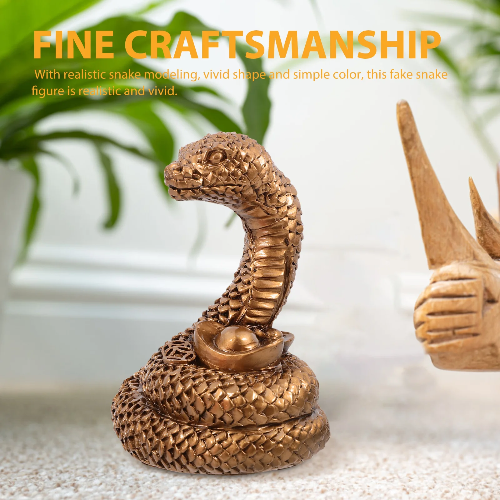 

Yuanbao Snake Resin Craft Ornament Realistic Design Lightweight Animal Decor for Home Desktop Garden Balcony Teaching Display