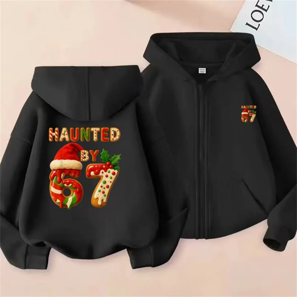 67 Hot Vibe Sudadera con capucha y cremallera para niños, sudadera de algodón suave para niños y niñas, ropa de abrigo informal escolar para uso diario, prendas de vestir exteriores de moda 2026