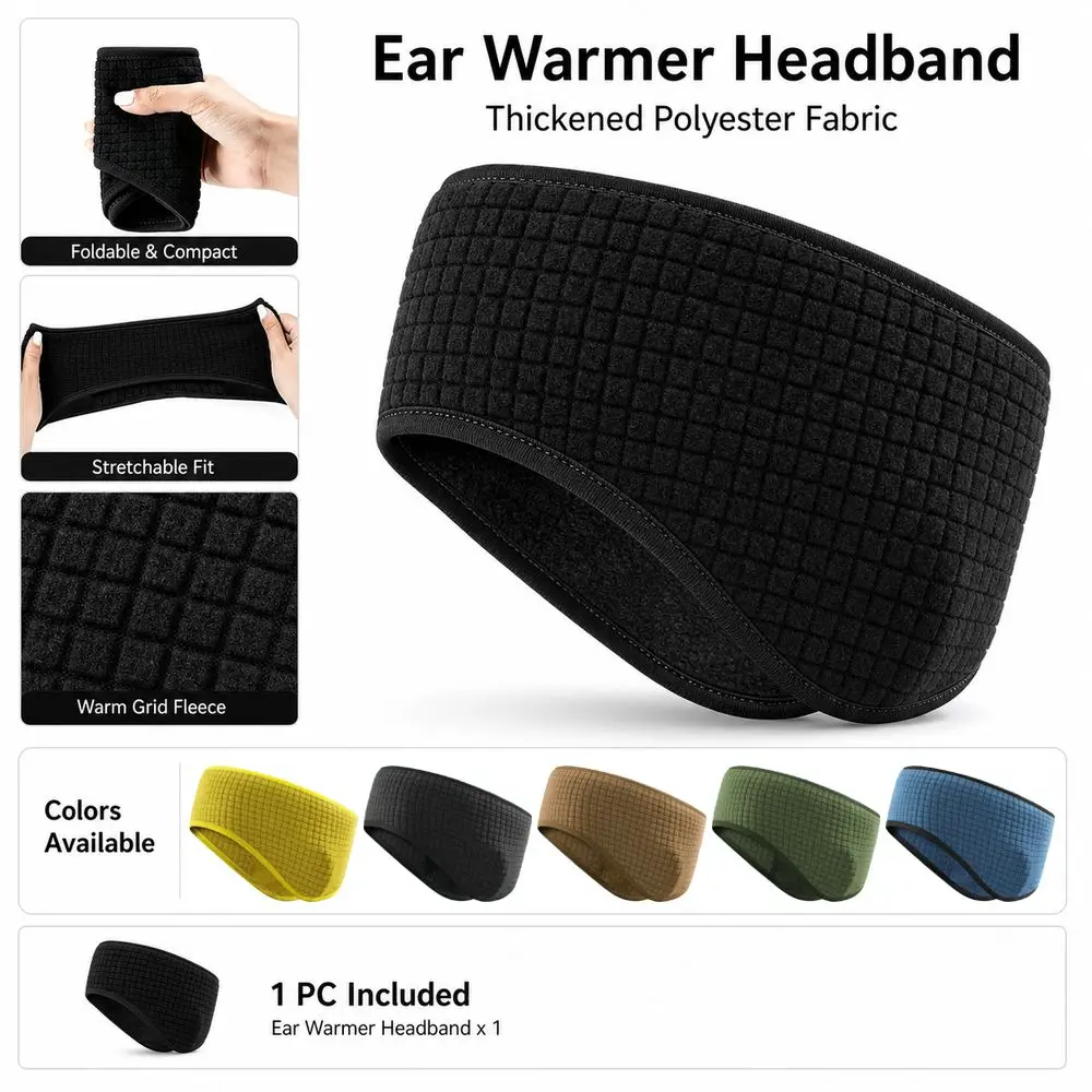 New Polyester Ear Warmer Headband Windproof Stretchable Thermal Headband Thickened Sweat Wicking Sports Headband Running