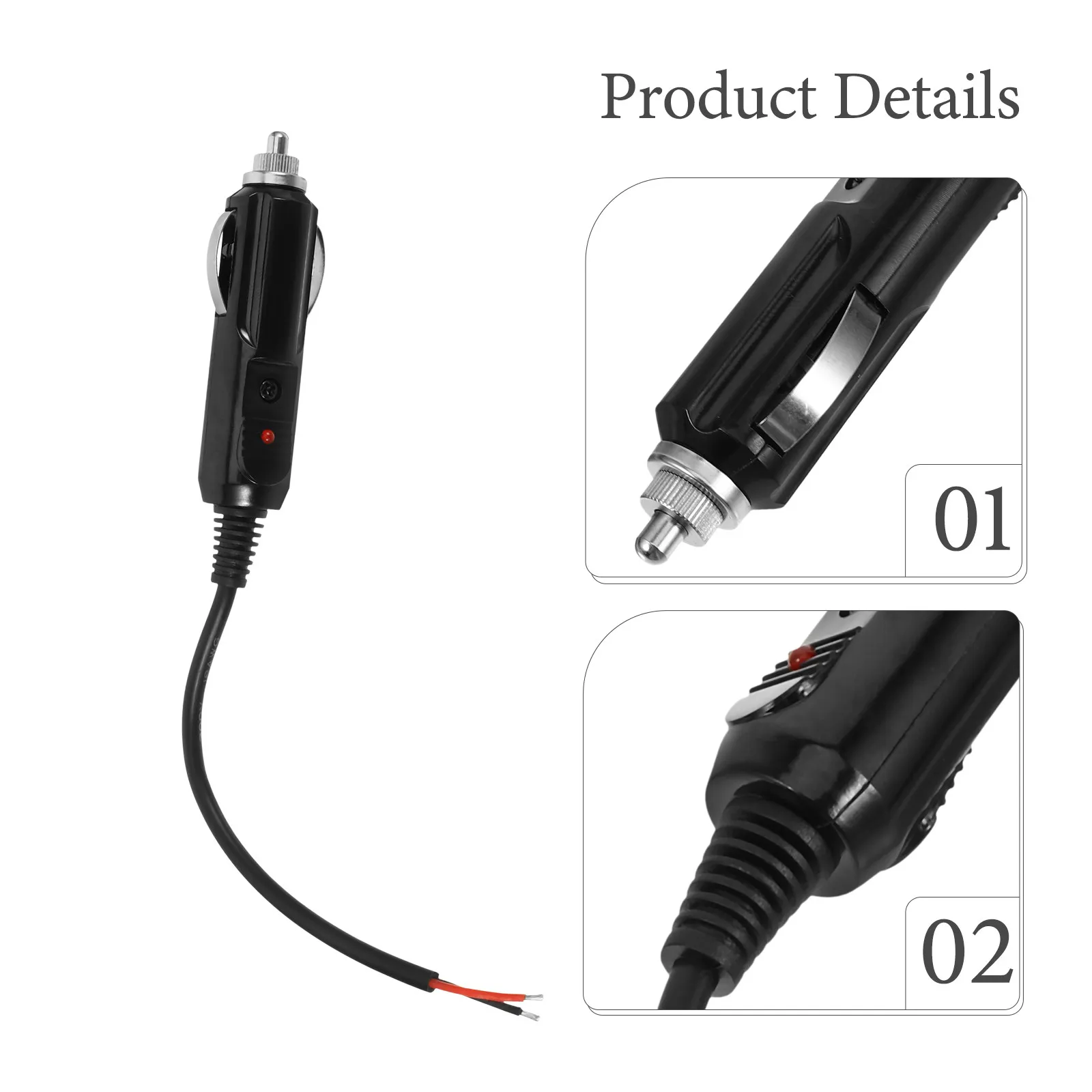 Car Cigarette Lighter Extension Cord Portable Replacement Cable Easy Install Compatible with Most Models Cigarette Lighter Plug