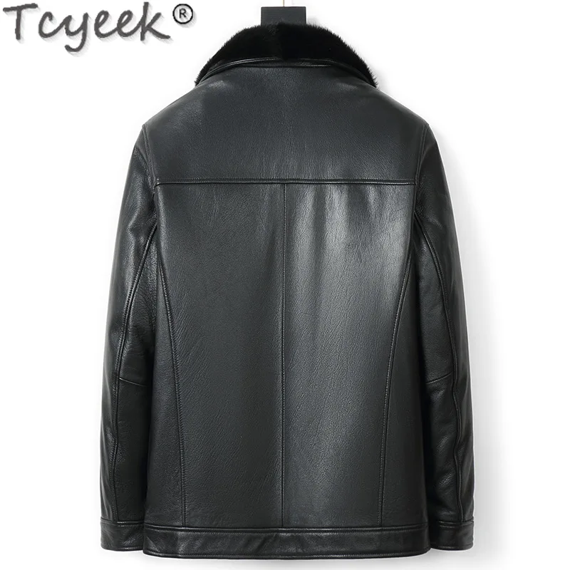 Tcyeek Real Mink Fur Coat Men Clothes Goatskin Genuine Leather Man Jackets Warm Real Fur Coats Winter Jacket Куртка Мужская 2025