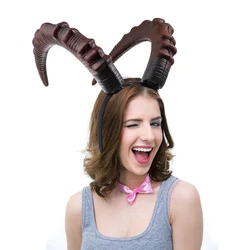 Women Black Red Demon Horn Headpiece Cosplay Animal Gothic Devils Ox Horns Headwear Halloween Girls Carnival Party Costume Props