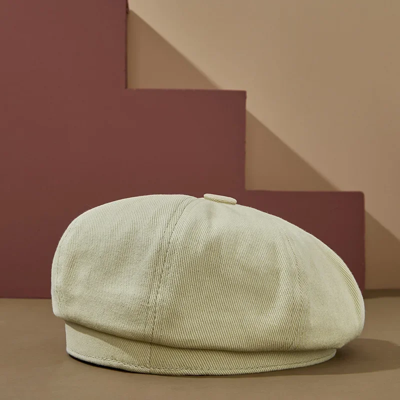 قبعة بيريه كلاسيكية من القطن للنساء، قبعة رسام كلاسيكية عصرية، قبعة موزع الصحف للربيع والصيف، تصوير في الشوارع في الهواء الطلق