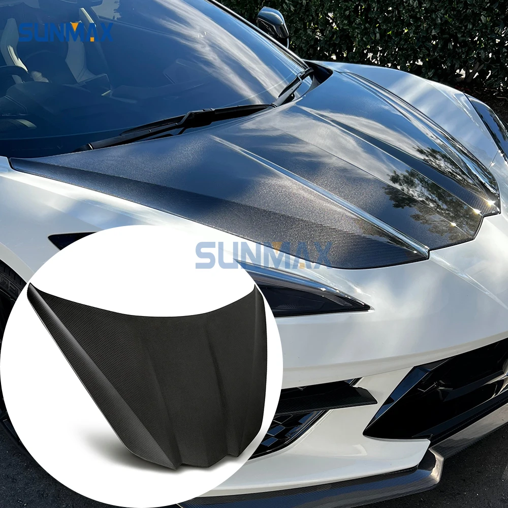Carbon Fiber Front Hood for Corvette C8 Stingray 2020+ Carbon Fiber Car Accessories Engine Hood Bonnet Replacement