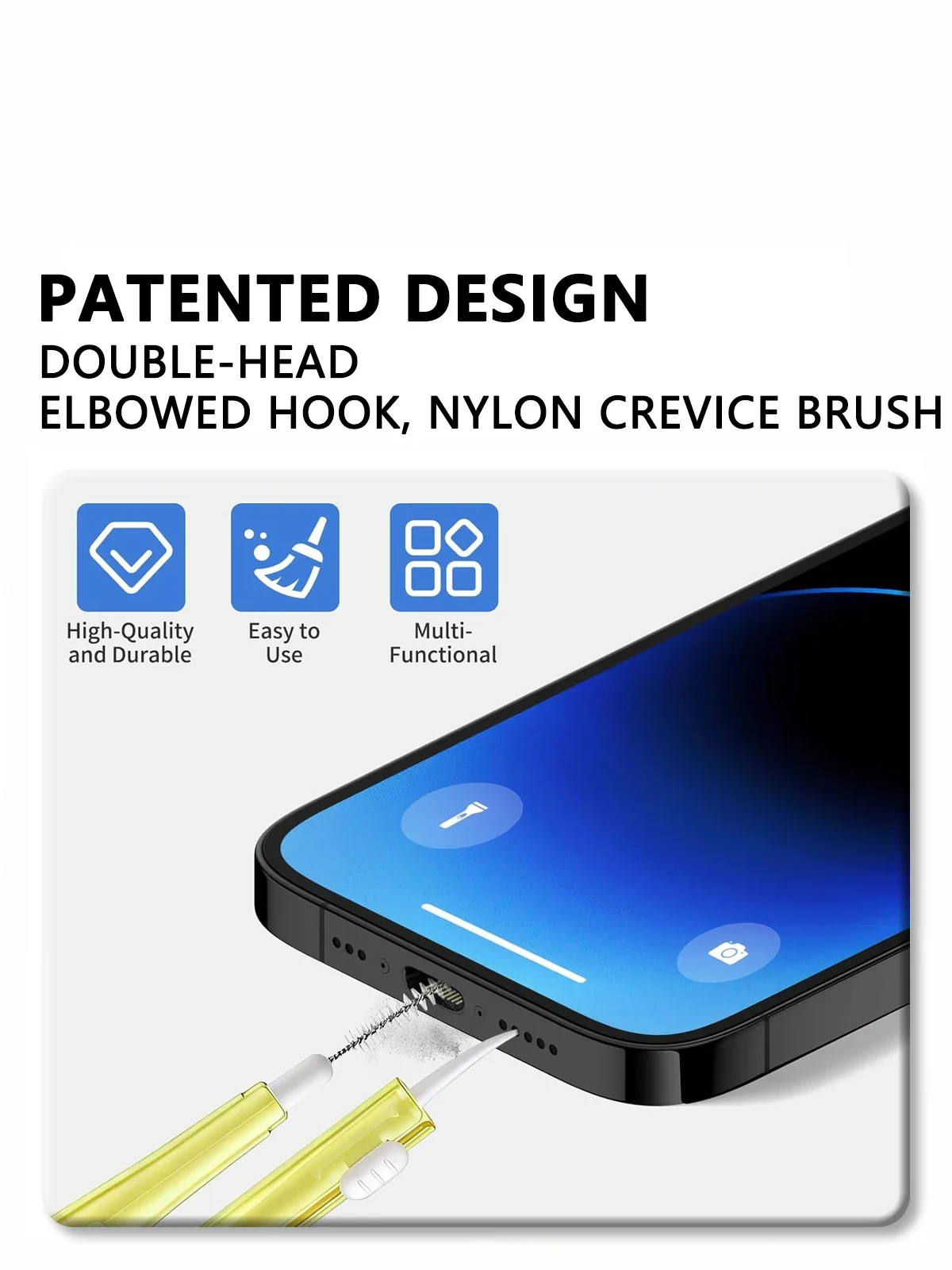 Aoifn Phone Cleaning Kit, 1-10 Pcs Nylon Brush with Hook Tip, Charging Port Speaker Cleaner, for iPhone Samsung AirPods Camera