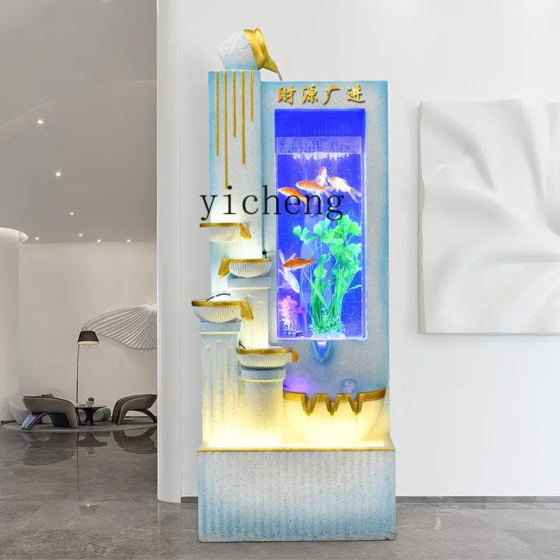 ZMLmodern light luxury circulating water large fish tank household fountain flowing water ornament housewarming opening ceremony