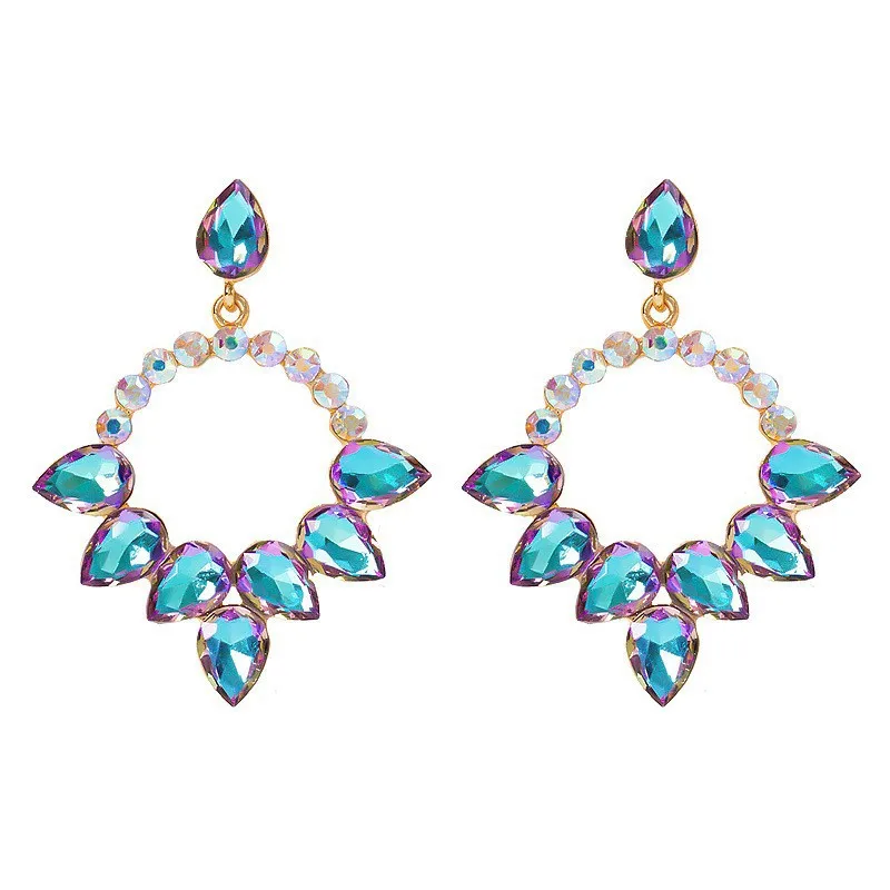 Source ab diamond advanced sense exaggerated simple stud earrings women's alloy diamond-encrusted geometric hollow earrings wome