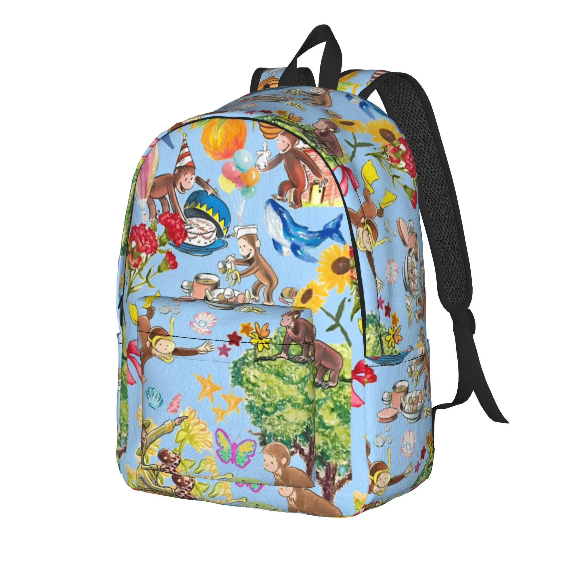 C-Curious George Backpack  Travel Backpacks Female Aesthetic School Bags Custom Breathable Rucksack