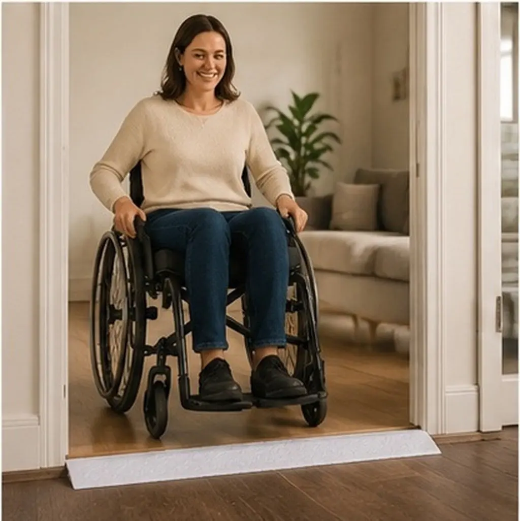 Threshold Ramp Strip Durable Anti-Slip Self-Adhesive Safety Corner Ramp for Wheelchair Doorway Home Entrance Transition Strip