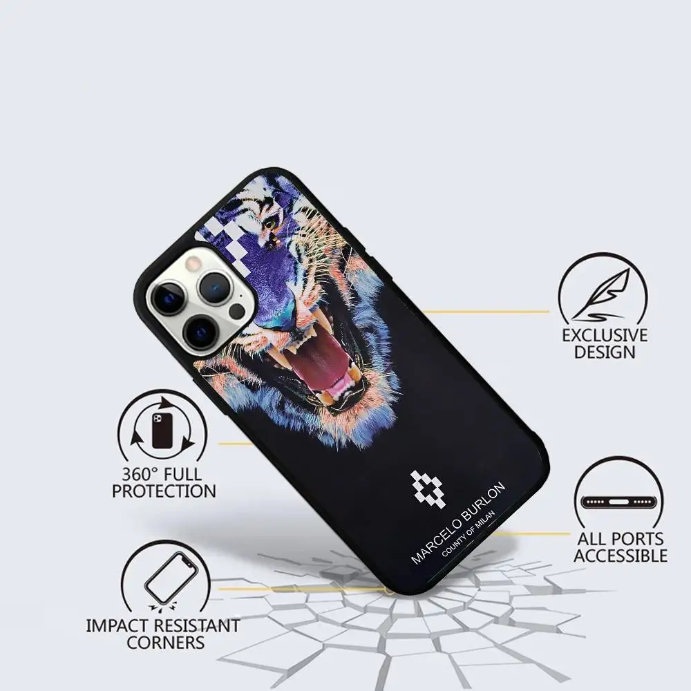 Epc Marcelo Burlon County Of Milan حافظة هاتف مغناطيسية قوية لهاتف آيفون 16 15 14 13 Pro Max 11 12 Mini لـ Magsafe