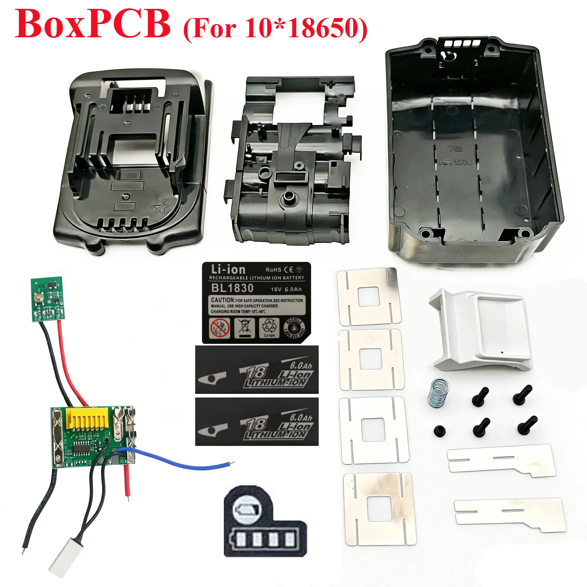 Lithium Ion Batteries Case BMS Charging Circuit Board PCB LED Indicator Box Shell For Makita 18V BL1830 Housings 6.0Ah Lebal