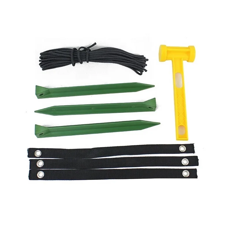 1 Set Tree Staking Kit, Young Trees Anchoring Kits Include Green Tree Stakes Tree Straps Rope, Straightening Kit Plastic Hammer