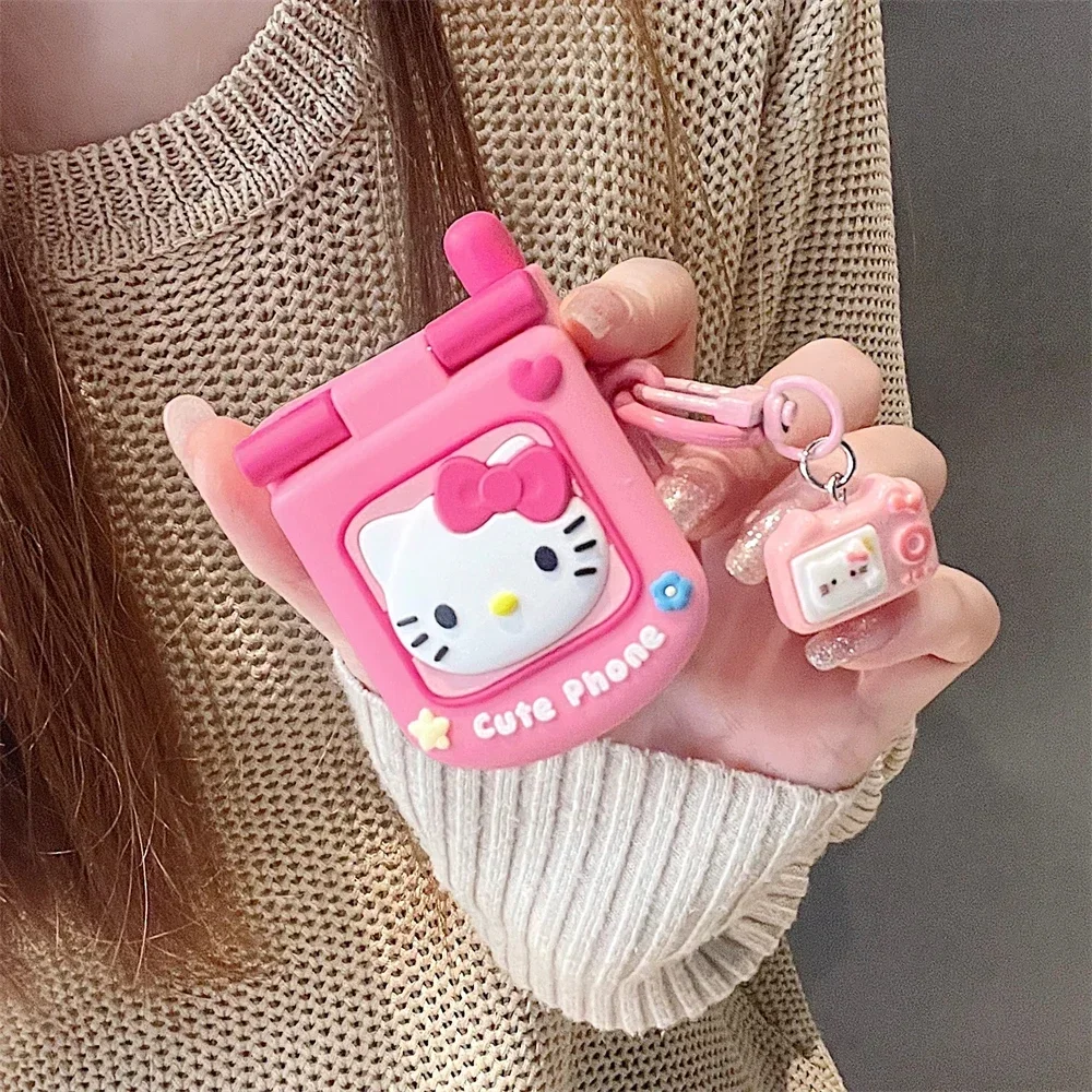 

3D Cute Hello Kitty Phone Earphone Case For Airpods 1 2 3 4 Pro 2 Wireless Bluetooth Headset Protective Soft Cover With Pendant