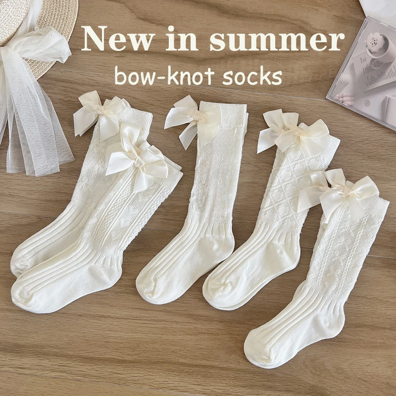 

Summer New Children's Socks Baby Cass Mesh Tube Socks White Bow Princess Wind Dance Socks Wholesale