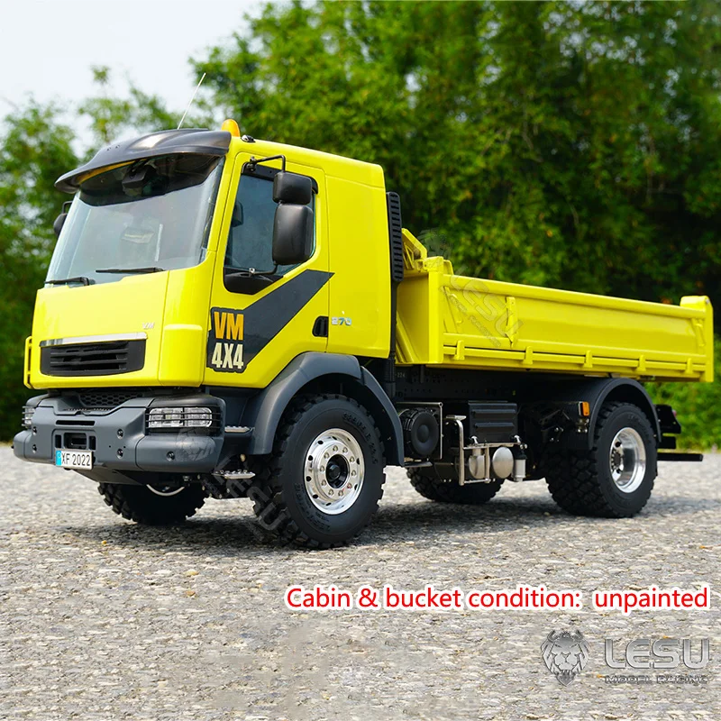 LESU 1/14 4*4 RC Chassis Hydraulic Dumper Car Of Tipper Truck Model Buliding Kits for Boys Light Sound System Th20393-SMT3