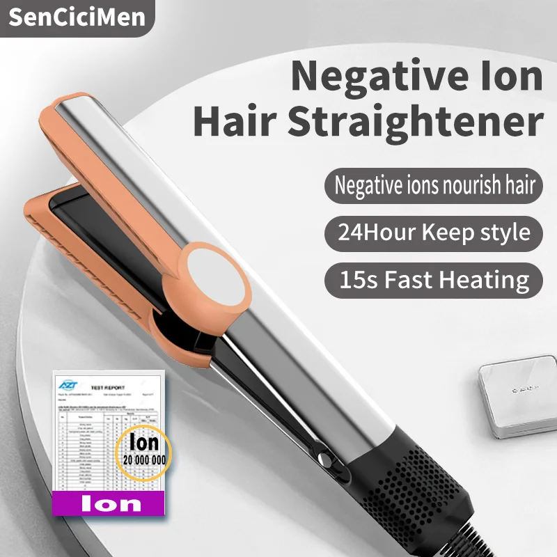 2-in-1 Haarglätter & Haartrockner mit 15s Schnellaufheizung, Glätteisen mit negativen Ionen für weniger Frizz, glänzenderes & glatteres Haar