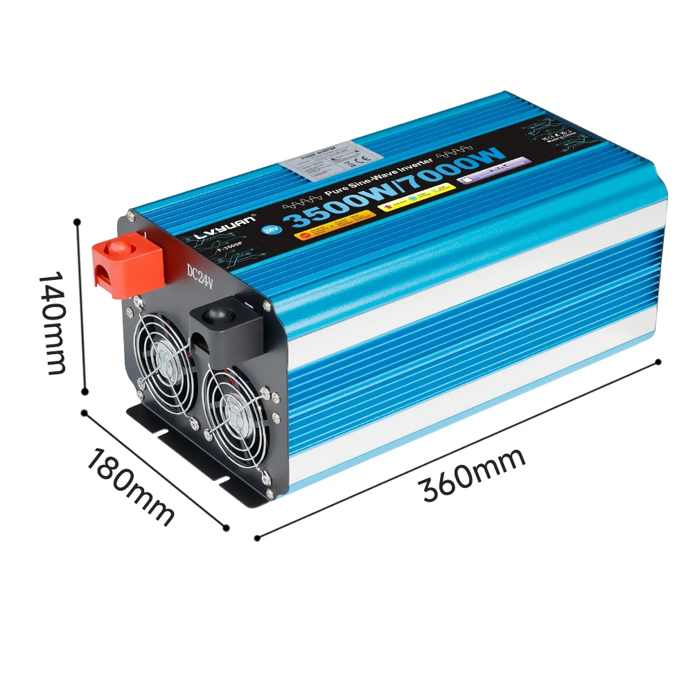 Pure Sine Wave Inverter DC to AC 12V 24V to 220v 7000w 5000W 6000w 50HZ High Power Inverter LCD Display Car Solar Inverter