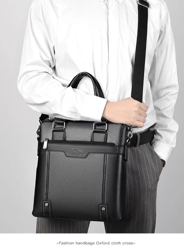 

Men's Casual Busin Vertical oulder Bag Handbag Laptop Bag Soft Synthetic Leather Crossbody Bag for Middle-Aged