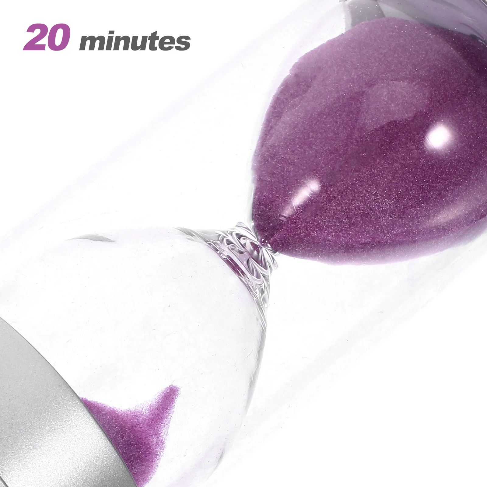 

Hourglass 20 Minutes Sandglass Silver Purple Colored Sand Timer Desktop Bookshelf Decor Christmas Birthday Gift