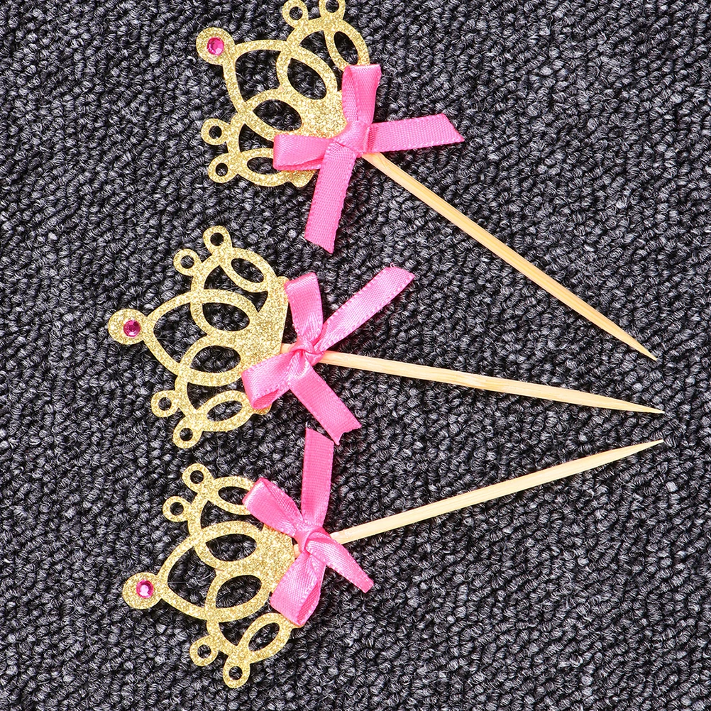 

36pcs Crown Birthday Decorations Pink Cupcake Picks Gold Cake Decorations Party Supplies Cake Decor Cupcake naments
