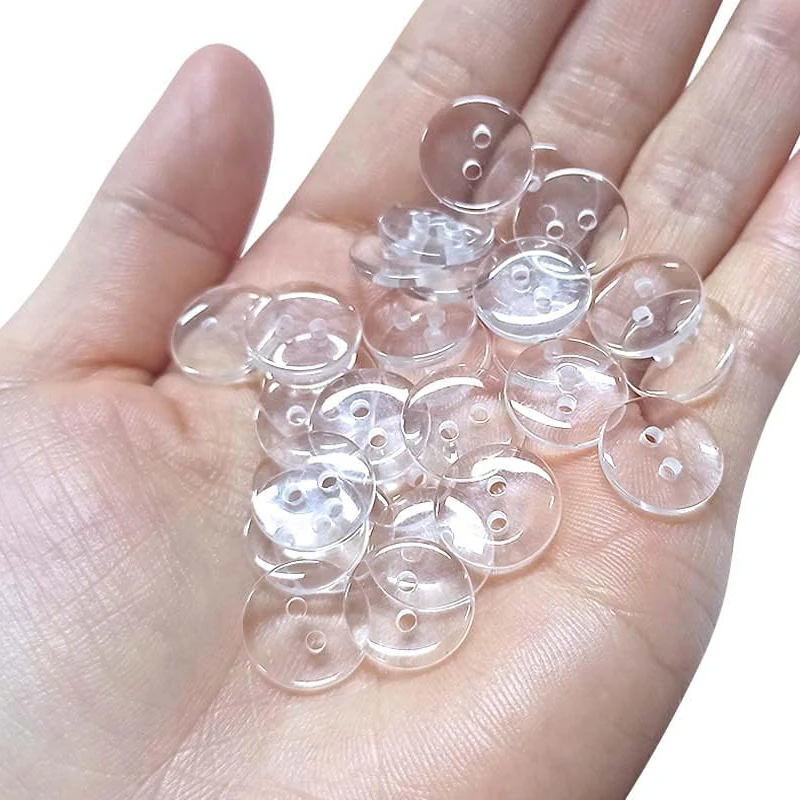 50-100pcs Áttetsző gomb Összevarrás Gyanta Szállodai küldönc számára ruhák Ing Két holes gombot diy mesterségek dekor bottons apparrel Cinkostárs