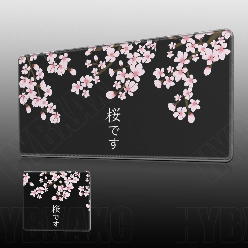 

Большой розовый японский игровой коврик для мыши с цветком вишни, коврик для мыши Сакура, черный настольный коврик, художественный коврик для стола, новые офисные коврики для ноутбука, геймера