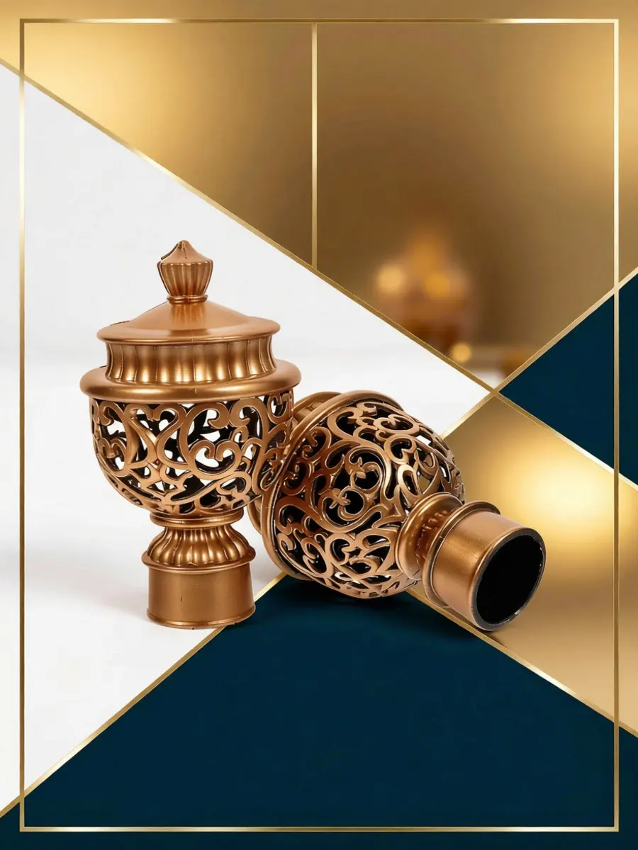 Roman Rod End Cap Blackout Curtain Rods Double Drapery Rod Decorative End Finial for Living Room Window Hardware