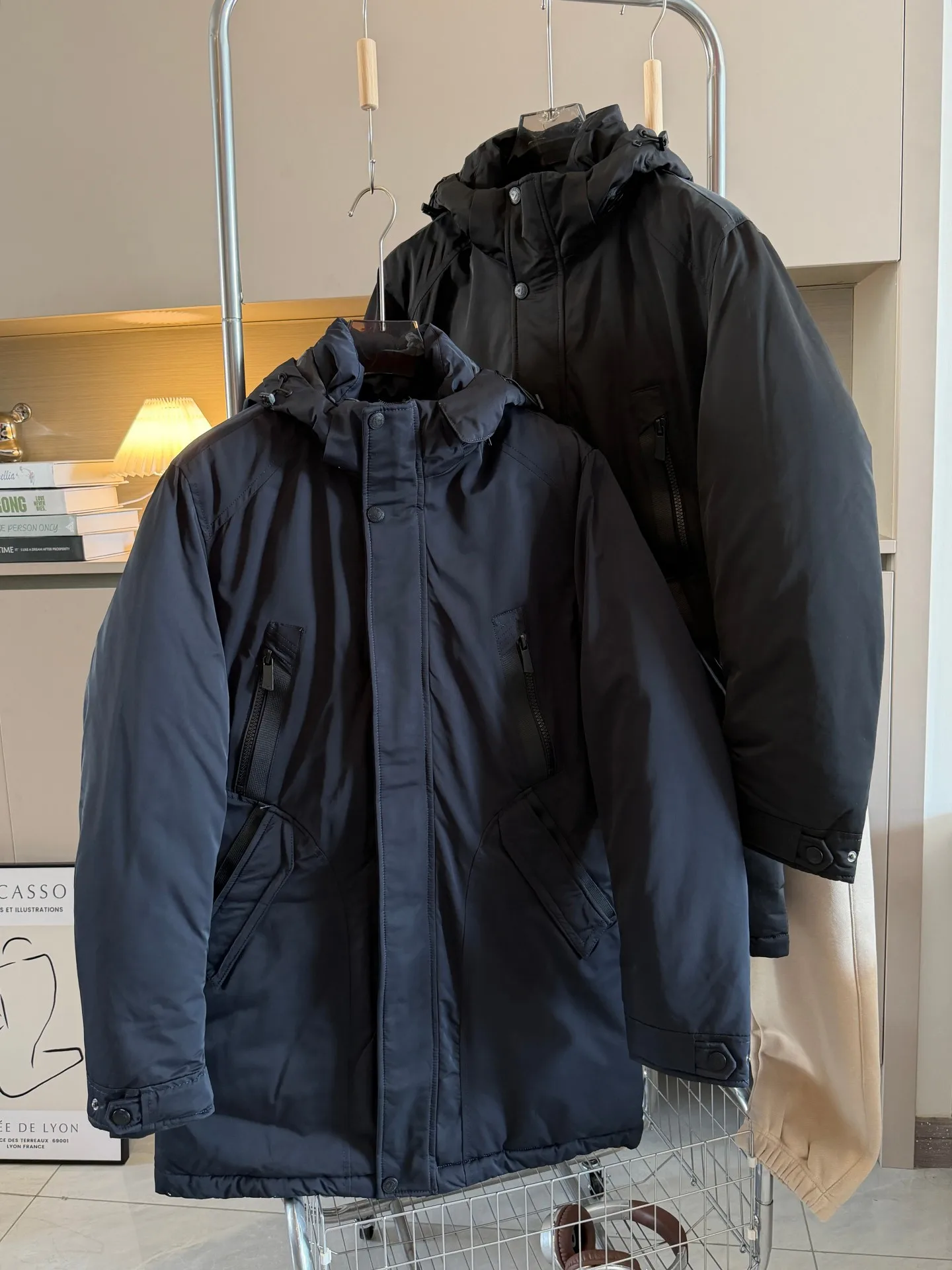 

Outdoor Men's Thiened Warm Cotton Jaet Windproof Water-resistant Mid-length Workwear Winter Faion Urban Sle Zipper Cl...