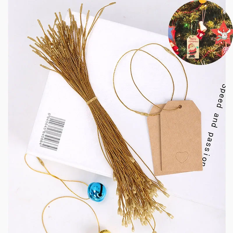 100 قطعة 20 سنتيمتر الذهب الفضة حبل الألياف المواضيع هدية التعبئة والتغليف سلسلة عيد الميلاد الكرة حبل معلق DIY بها بنفسك علامة خط التسمية الحبل