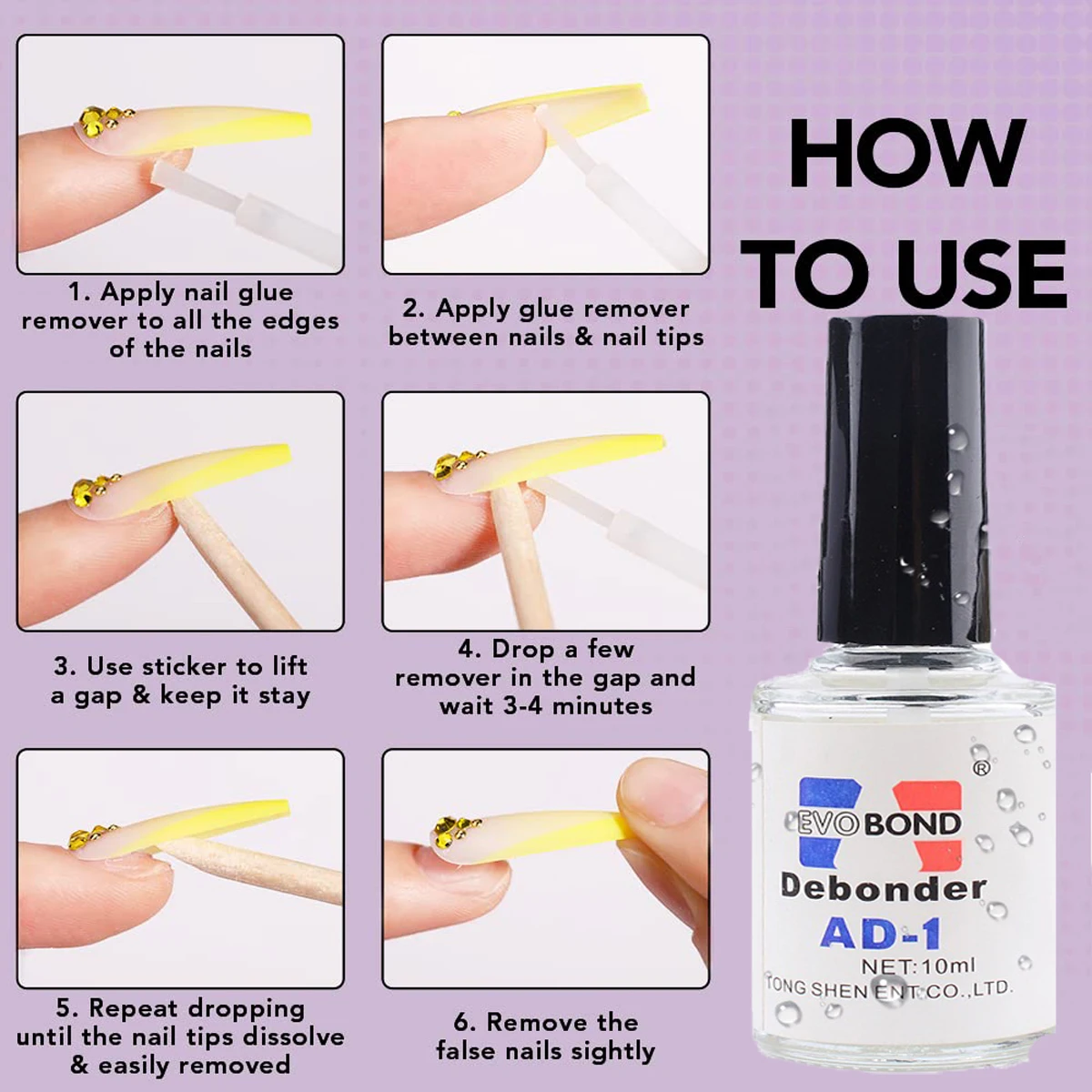 10ml Super-Fast Remove Nail Tips Debonder Glues 2IN1 Fake Nails&Rhinestone Debonder Glue Transparent Fast Dissolve Debonder Glue