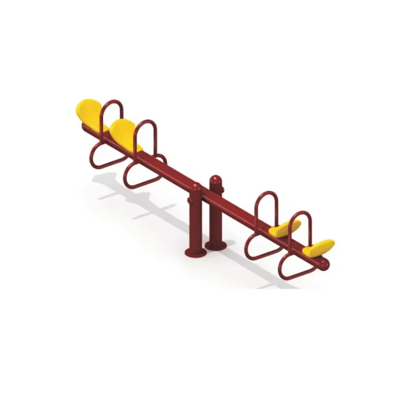Galvanized steel two-seater seesaw in playground