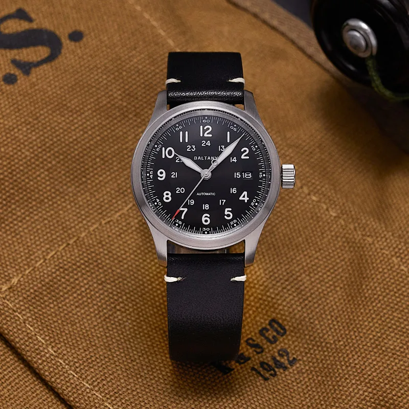 Baltany S2049 Men Automatic Watch 39mm Pilot Sport Mechaical Wristwatch Sapphire 10ATM Waterproof BGW-9 Luminous ST2130 Military