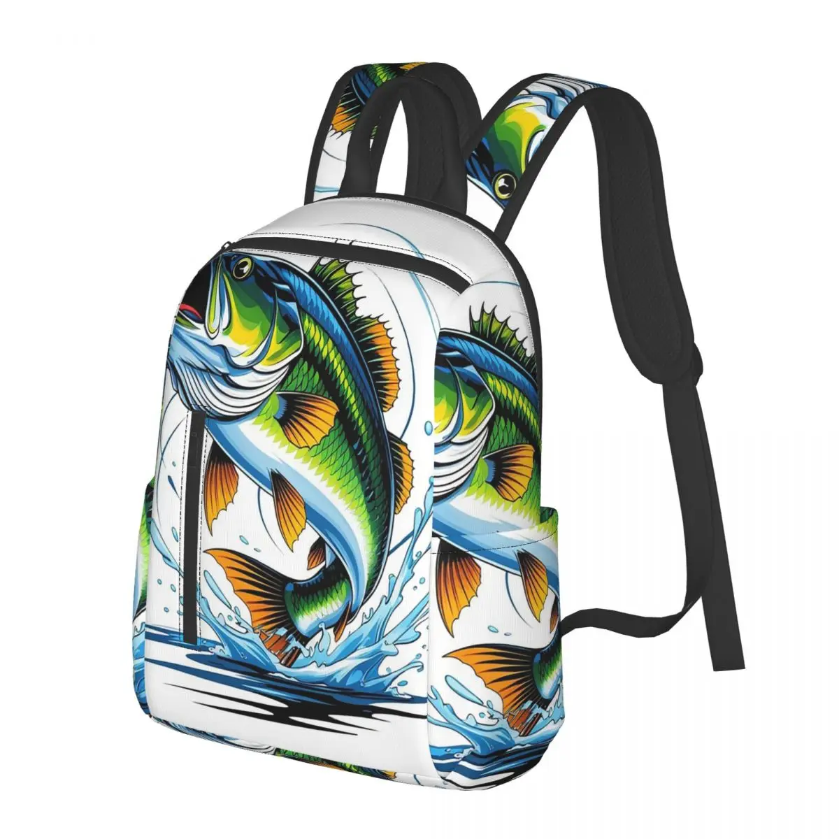 

Leaping Fish Fishing Student Backpack School Bag Hiking Travel Daypack for Men Women Bookbag Shoulder Bags